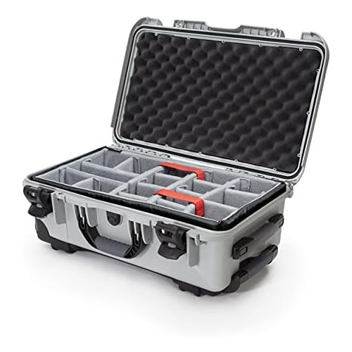 Nanuk 935 Waterproof Carry-On Hard Case with Wheels and Padded Divider - Silver