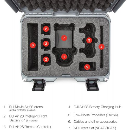  Nanuk Waterproof Hard Case with Foam Insert for DJI Air 2S Fly More Combo - Silver 915-MAVIA2S5