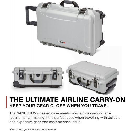  Nanuk 935 Waterproof Carry-On Hard Case with Wheels and Foam Insert - Silver