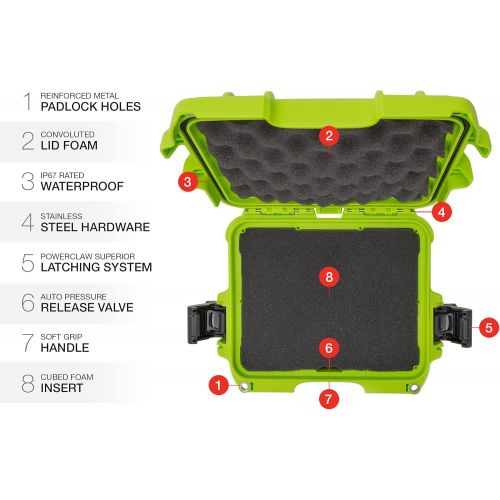  Nanuk 905 Waterproof Hard Case with Foam Insert - Lime