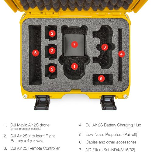  Nanuk Waterproof Hard Case with Foam Insert for DJI Air 2S Fly More Combo - Yellow 915-MAVIA2S4