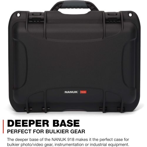  Nanuk 918 Medium Waterproof Hard Case with Foam Insert 16.9 x 12.9 x 9.3 - Black