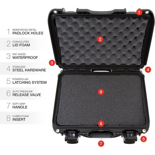  Nanuk 918 Medium Waterproof Hard Case with Foam Insert 16.9 x 12.9 x 9.3 - Black