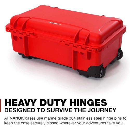  Nanuk 935 Waterproof Carry-On Hard Case with Wheels and Padded Divider - Red
