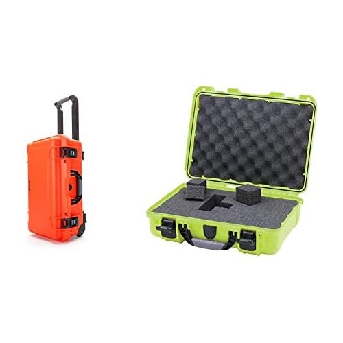  Nanuk 935 Waterproof Carry-On Hard Case with Wheels and Foam Insert - Orange & 910 Waterproof Hard Case with Foam Insert - Lime