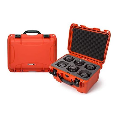  Nanuk 918 Waterproof Hard Case with Custom Foam Insert for 6 Lenses - Orange