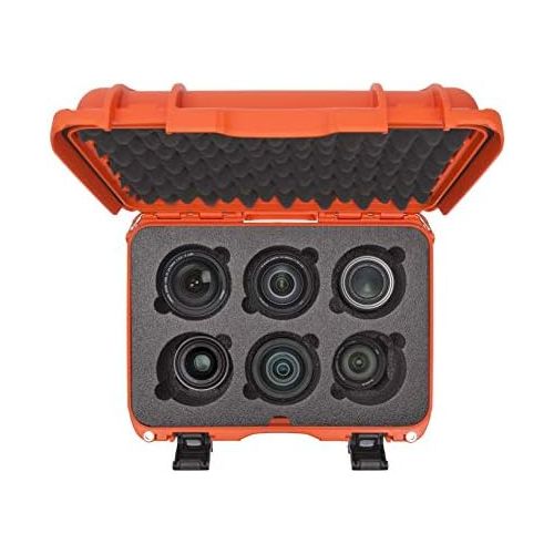  Nanuk 918 Waterproof Hard Case with Custom Foam Insert for 6 Lenses - Orange