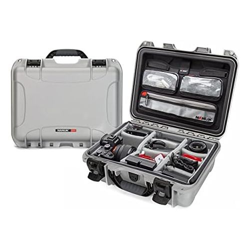  Nanuk 920 Waterproof Hard Case with Lid Organizer and Padded Divider - Silver