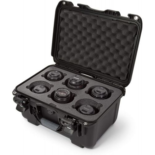  Nanuk 918 Waterproof Hard Case with Custom Foam Insert for 6 Lenses - Black