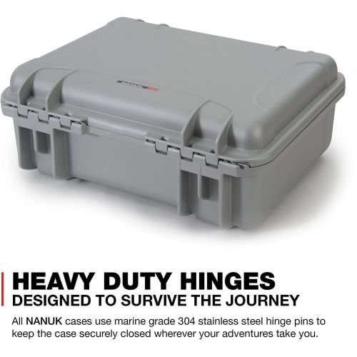  Nanuk 930 Waterproof Hard Case with Lid Organizer and Padded Divider - Silver