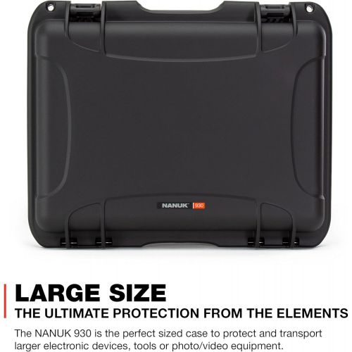  Nanuk 930 Waterproof Hard Case with Lid Organizer and Padded Divider - Black