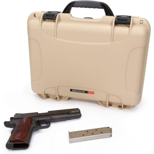  Nanuk 910 Professional Hand Gun/Pistol Case, Military Approved, Waterproof and Shockproof - Tan