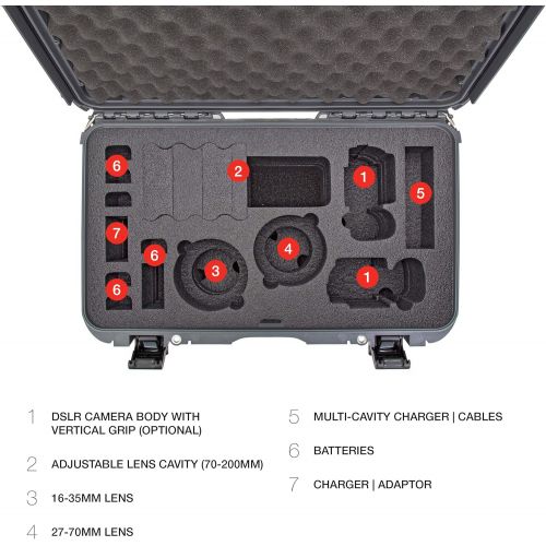  Nanuk 935 Waterproof Carry-on Hard Case with Foam Insert for Canon, Nikon - 2 DSLR Body and Lens/Lenses - Graphite