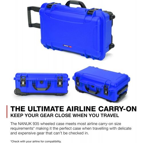  Nanuk 935 Waterproof Carry-On Hard Case with Custom Foam Insert for Sony A7R Size Camera w/Wheels - Blue (935-ESON8)