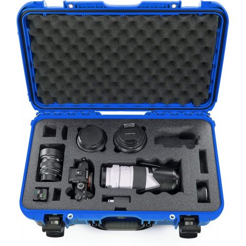  Nanuk 935 Waterproof Carry-On Hard Case with Custom Foam Insert for Sony A7R Size Camera w/Wheels - Blue (935-ESON8)