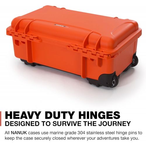  Nanuk 935 Waterproof Carry-on Hard Case with Lid Organizer and Foam Insert for Canon, Nikon - 2 DSLR Body and Lens/Lenses - Orange