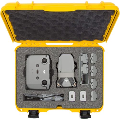  Nanuk 910 Waterproof Carry-on Hard Case with Foam Insert for DJI Mavic Mini 2 Fly More - Yellow