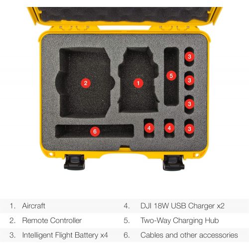  Nanuk 910 Waterproof Carry-on Hard Case with Foam Insert for DJI Mavic Mini 2 Fly More - Yellow