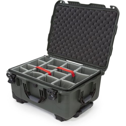  Nanuk Waterproof Hard Case with Wheels and Padded Divider, Olive (950-2006)