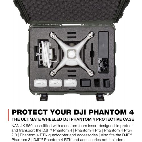  Nanuk 950-DJI6 Waterproof Hard Case with Wheels and Foam Insert for DJI_Phantom 3 - Olive