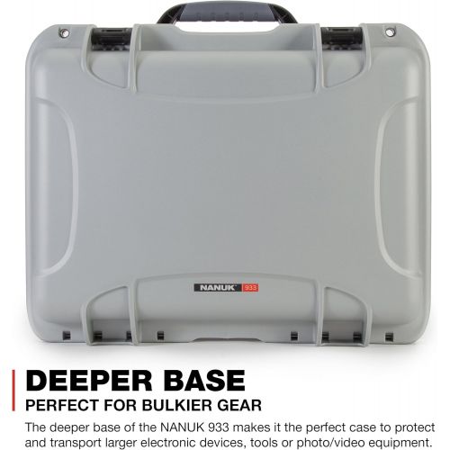  Nanuk 933 Waterproof Hard Case with Padded Dividers - Silver