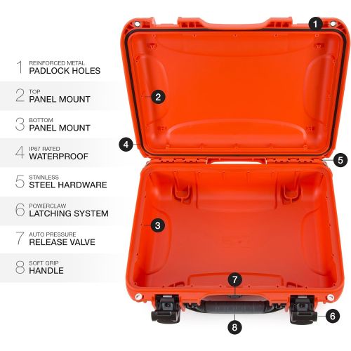  Nanuk 923 Waterproof Hard Case with Padded Dividers - Orange