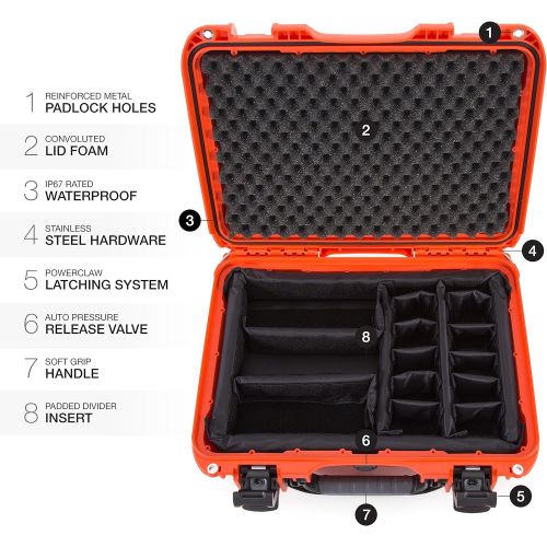  Nanuk 923 Waterproof Hard Case with Padded Dividers - Orange