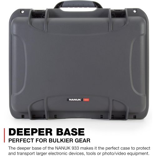  Nanuk 933 Waterproof Hard Case with Padded Dividers - Graphite