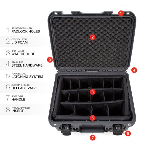  Nanuk 933 Waterproof Hard Case with Padded Dividers - Graphite