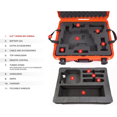  Nanuk Ronin M Waterproof Hard Case with Wheels and Custom Foam Insert for DJI Ronin M Gimbal Stabilizer Systems - 950-RON3 Orange