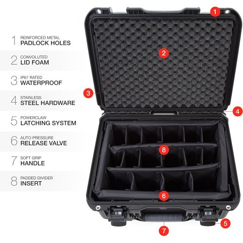  Nanuk 933 Waterproof Hard Case with Padded Dividers - Black