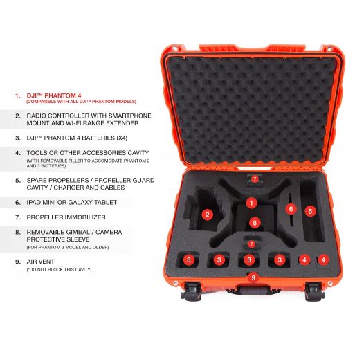  Nanuk 950-DJI3 Waterproof Hard Case with Wheels and Foam Insert for DJI_Phantom 3 - Orange