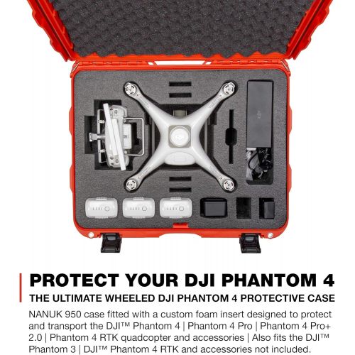  Nanuk 950-DJI3 Waterproof Hard Case with Wheels and Foam Insert for DJI_Phantom 3 - Orange