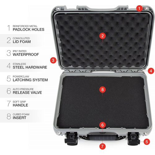  Nanuk 923 Waterproof Hard Case with Foam Insert - Silver