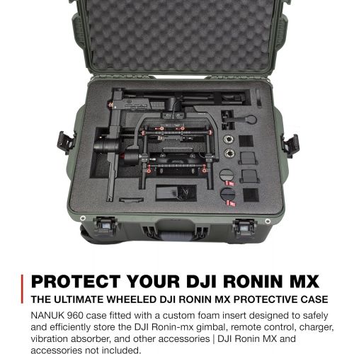  Nanuk Ronin MX Waterproof Hard Case with Wheels and Custom Foam Insert for Ronin MX Gimbal Stabilizer Systems - 960-RONMX6 Olive