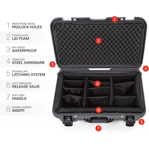  Nanuk 935 Waterproof Hard Case with Wheels and Padded Divider - Graphite