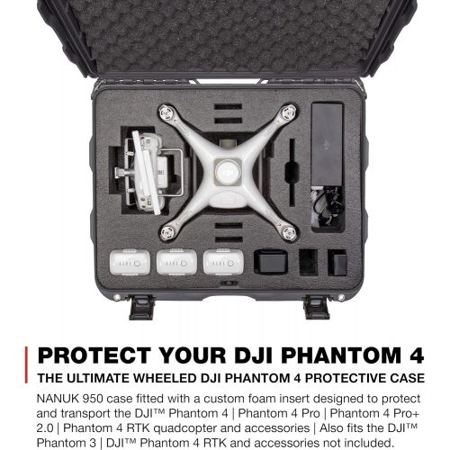  Nanuk 950-DJI1 Waterproof Hard Case with Wheels and Foam Insert for DJI_Phantom 3 - Black