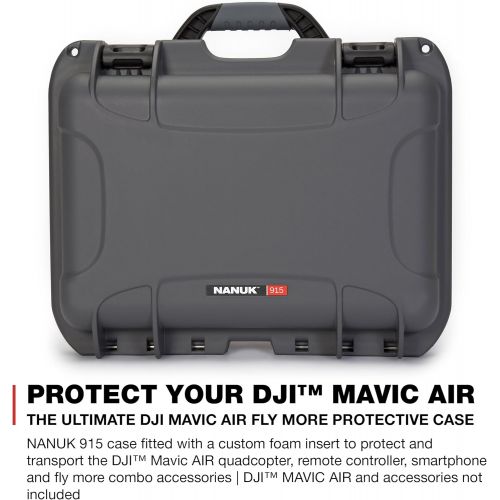  Nanuk Drone Waterproof Hard Case with Custom Foam Insert for DJI Mavic Air Fly More Combo - Graphite