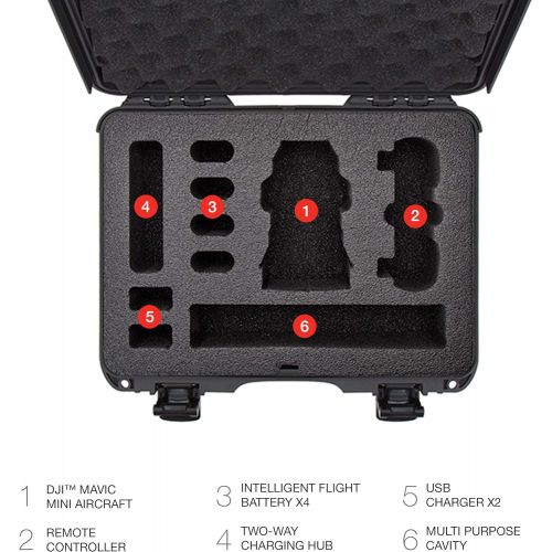  Nanuk Drone Waterproof Hard Case with Custom Foam Insert for DJI Mavic Air Fly More Combo - Black