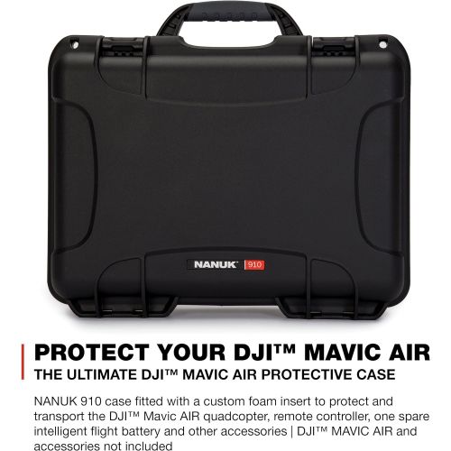  Nanuk Drone Waterproof Hard Case with Custom Foam Insert for DJI Mavic Air Fly More Combo - Black