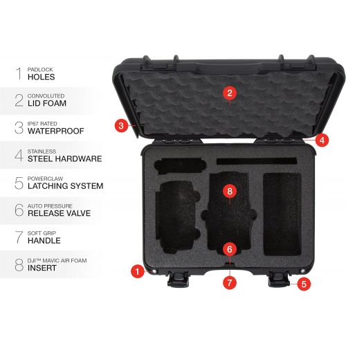  Nanuk Drone Waterproof Hard Case with Custom Foam Insert for DJI Mavic Air Fly More Combo - Black