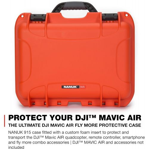  Nanuk Drone Waterproof Hard Case with Custom Foam Insert for DJI Mavic Air Fly More Combo - Black