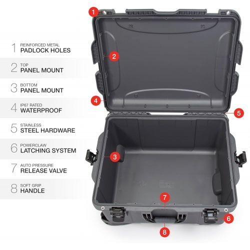  Nanuk 960 Waterproof Hard Case with Wheels and Padded Divider - Graphite