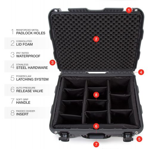  Nanuk 950 Waterproof Hard Case with Wheels and Padded Divider - Graphite