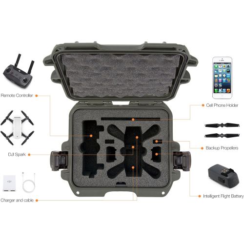  Nanuk 905 Waterproof Hard Drone Case with Custom Foam Insert for DJI Spark  Olive