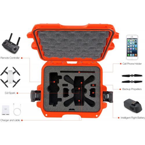  Nanuk 905 Waterproof Hard Drone Case with Custom Foam Insert for DJI Spark  Orange