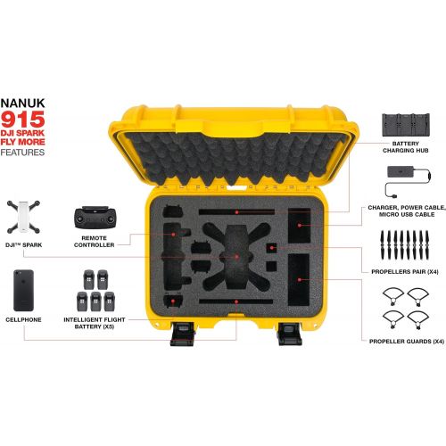  Nanuk 915 Waterproof Hard Drone Case with Custom Foam Insert for DJI Spark Flymore - Olive