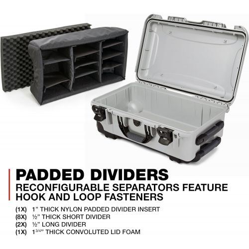  Nanuk 935 Waterproof Hard Case with Wheels and Padded Divider - Silver