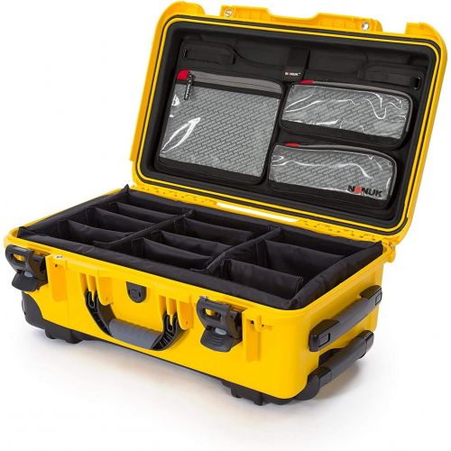  Nanuk 935 Waterproof Carry-On Hard Case with Wheels and Padded Divider - Yellow