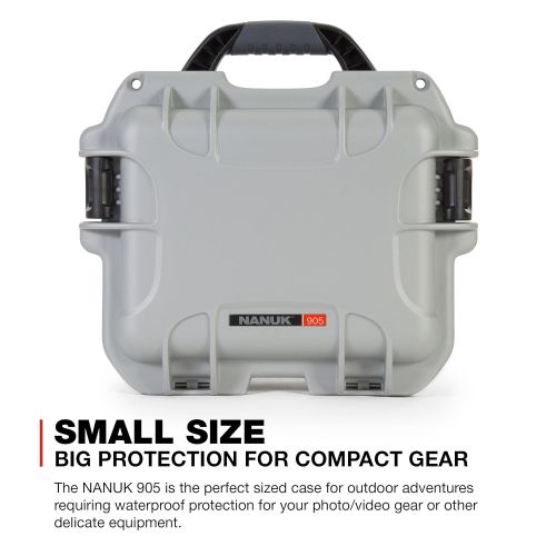  Nanuk 905 Waterproof Hard Case with Padded Dividers - Silver